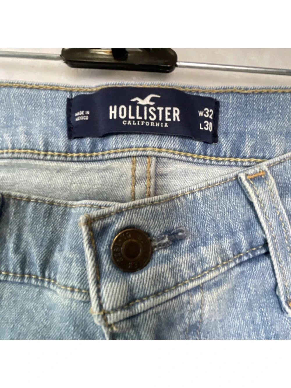 Hollister Slim Straight Epic Flex Men’s Distressed Jeans Light Denim 32X 30 Nwt